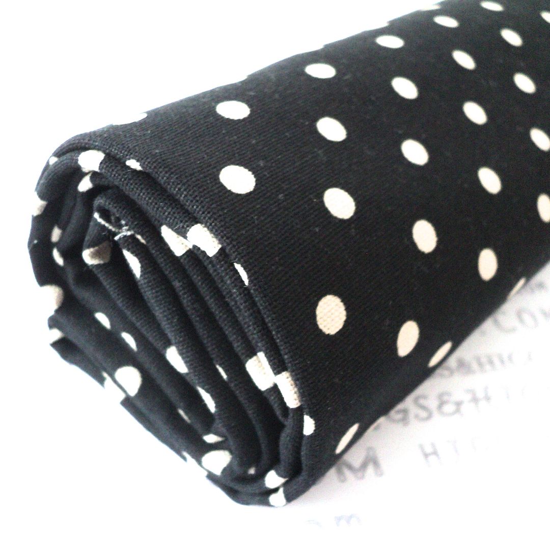 VINTAGE SPOTS DOTS CANVAS / LINEN LOOK FABRIC natural 100 COTTON